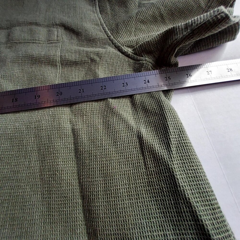 J.Crew Mens  Size XXL Olive Waffle Knit Short Sleeve Shirt With Chest Pocket - Picture 4 of 10